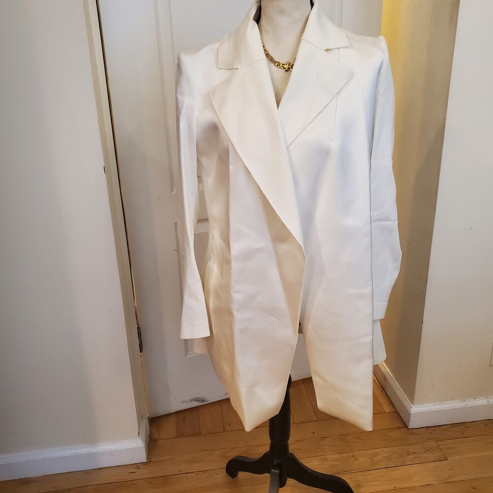 Marie Saint Pierre Ivory Scuba Blazer Jacket Sz L (4)